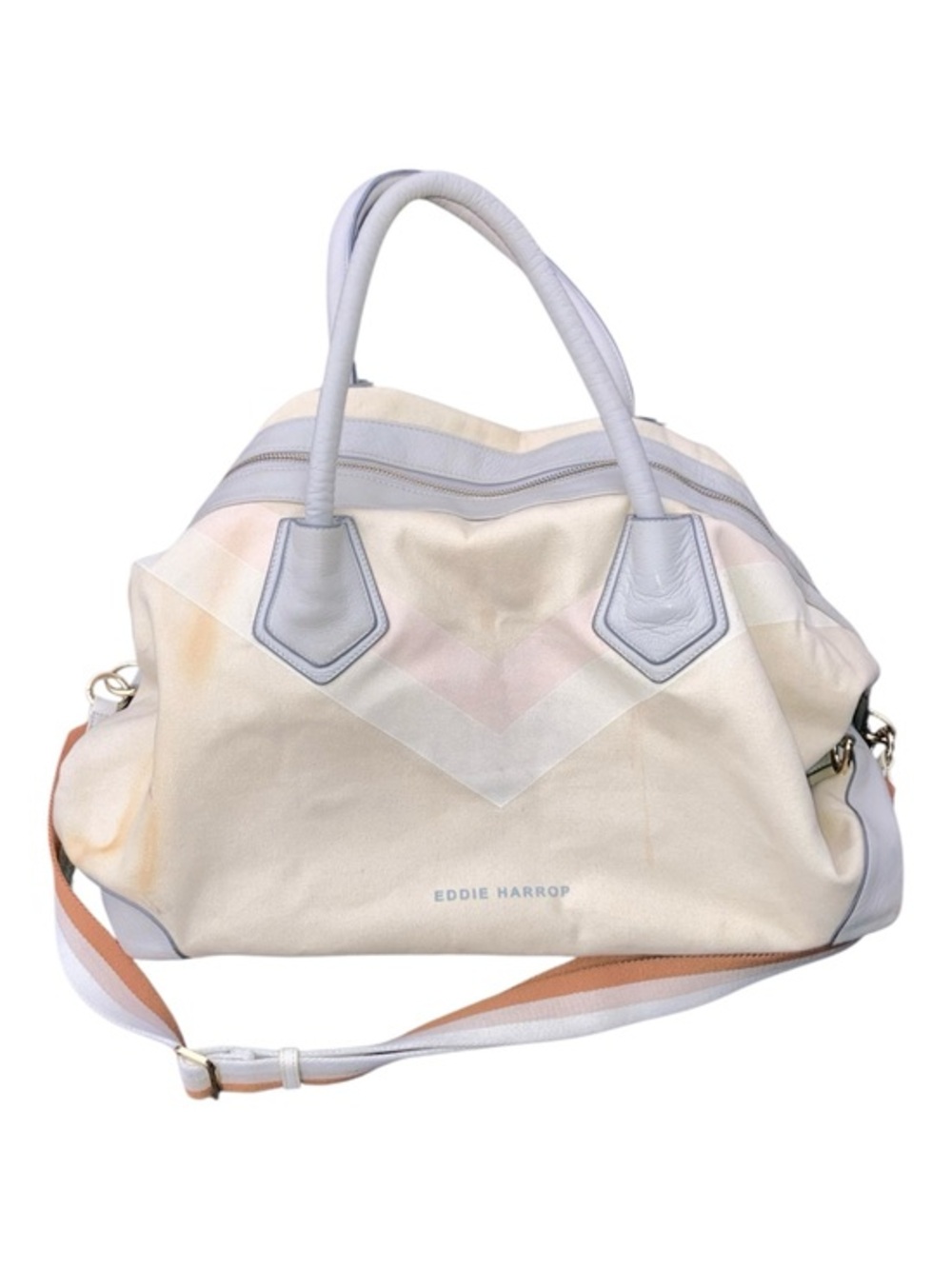 Eddie Harrop large Cream Canvas carry on white and cream Leather Tote